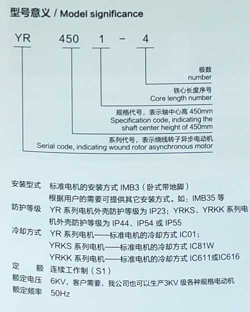 YR系列6KV高壓電機(jī)型號意義